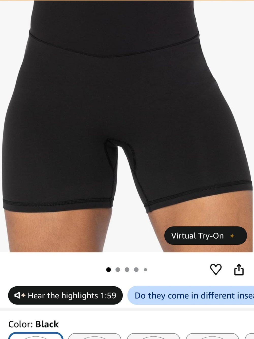 High-Rise Black Bike Shorts for Women